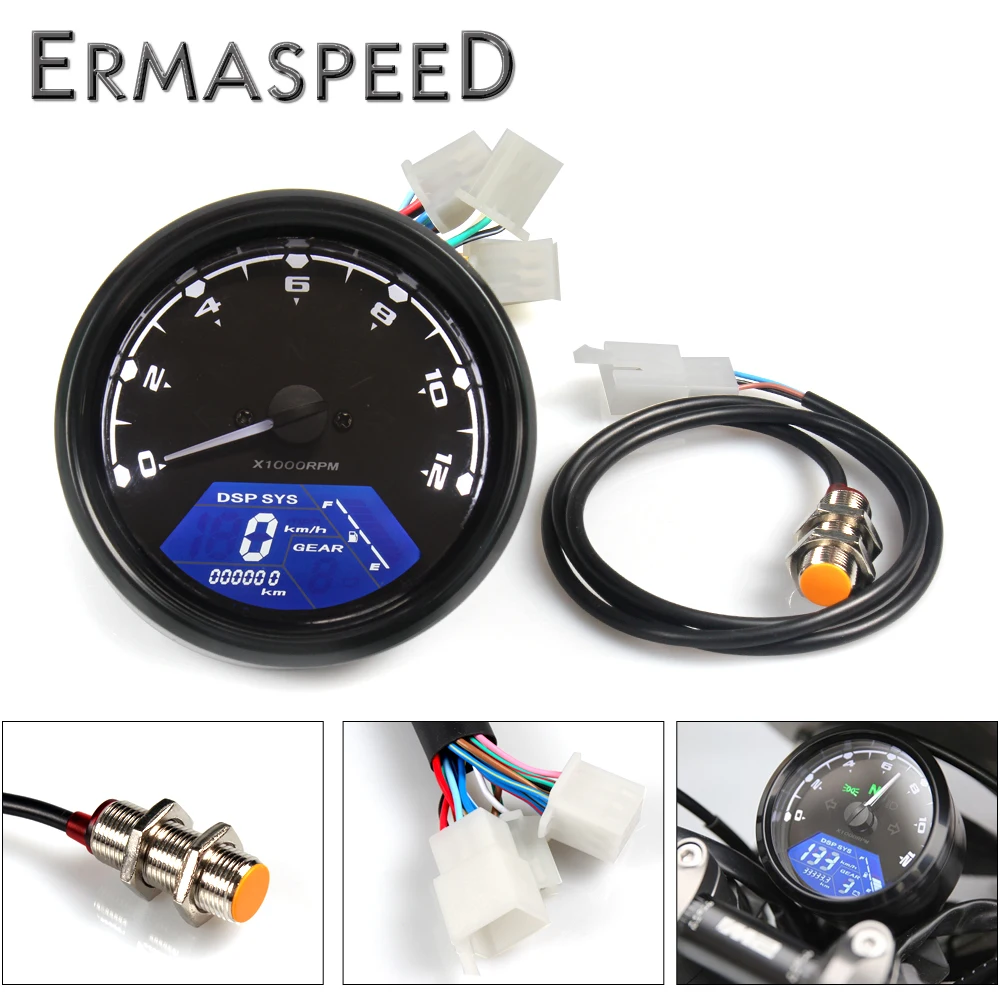 Universal Digital Gauge Motorcycle Speedometer Tachometer Odometer With Multi-Function Indicator Light Display Black
Universal Digital Gauge Motorcycle Speedometer Tachometer Odometer With Multi-Function Indicator Light Display Black