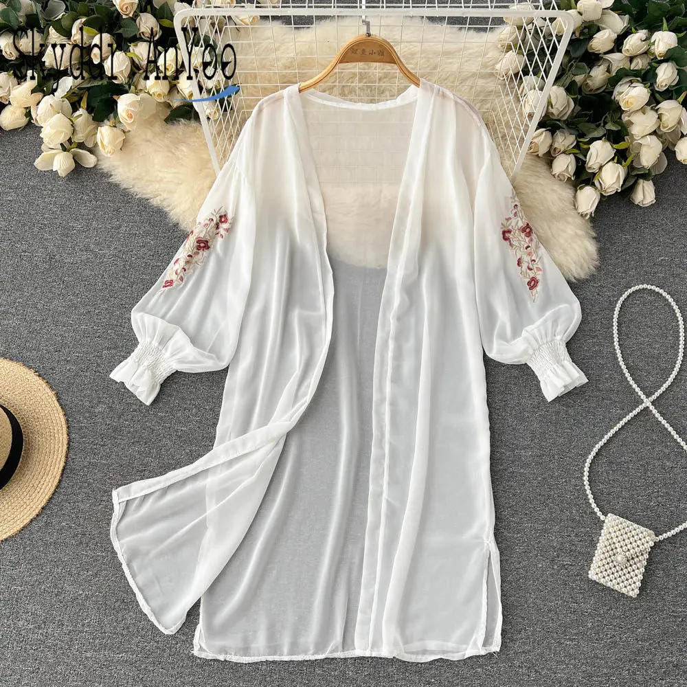 Fashion Woman Blouses 2022 Summer Sun Protection Clothing Long Sleeve White Chiffon Shirt Top Women Cover Up Shirts Long Kimono
Fashion Woman Blouses 2022 Summer Sun Protection Clothing Long Sleeve White Chiffon Shirt Top Women Cover Up Shirts Long Kimono