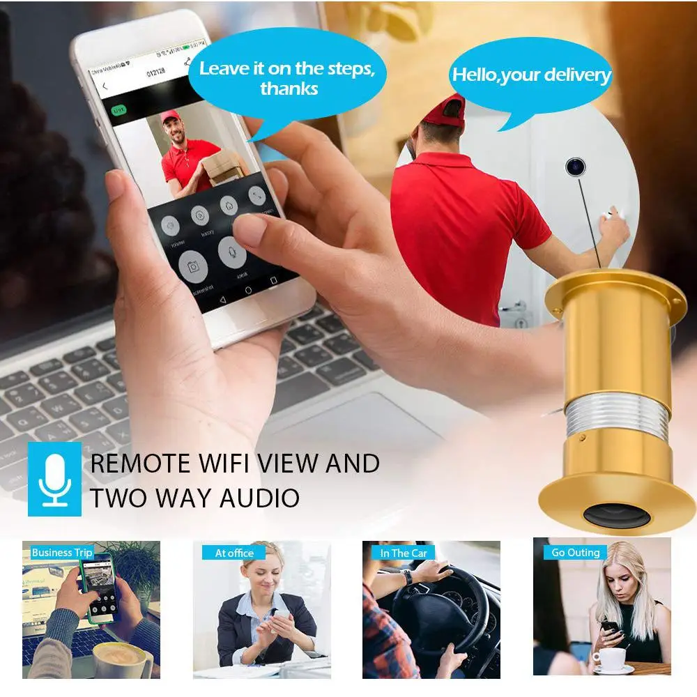 TUYA 1080p Mini Wifi Port Eye Hole Ip Camera Wide Angle Fisheye Lens 1.66mm Peephole CCTV Network Audio Horn P2P Smart Life
TUYA 1080p Mini Wifi Port Eye Hole Ip Camera Wide Angle Fisheye Lens 1.66mm Peephole CCTV Network Audio Horn P2P Smart Life