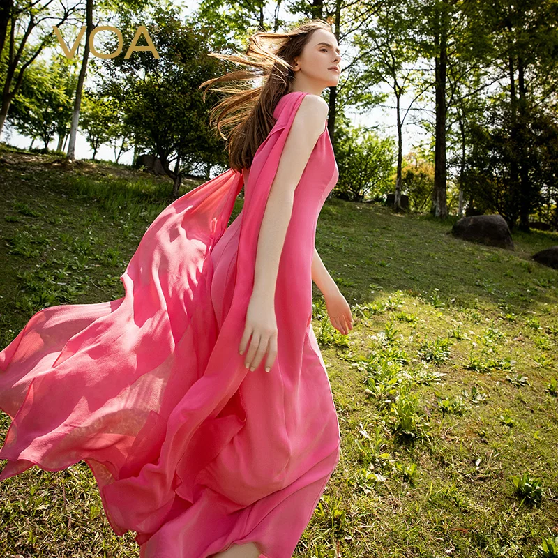 VOA Silk 30m/m Heavyweight Rose Red O-Neck Flying Sleeves Dresses Women Sexy Sweet Style Woman New Year Party Dress Chic AE1231
VOA Silk 30m/m Heavyweight Rose Red O-Neck Flying Sleeves Dresses Women Sexy Sweet Style Woman New Year Party Dress Chic AE1231