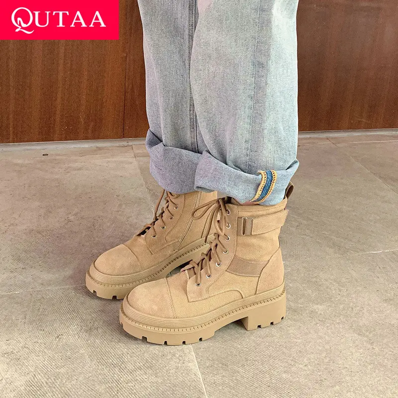 QUTAA 2023 Motorcycle Boots Women Ankle Boots Autumn Winter Leisure Cow Suede Thick Med Heels Cross-Tied Shoes Woman Size 34-39
QUTAA 2023 Motorcycle Boots Women Ankle Boots Autumn Winter Leisure Cow Suede Thick Med Heels Cross-Tied Shoes Woman Size 34-39