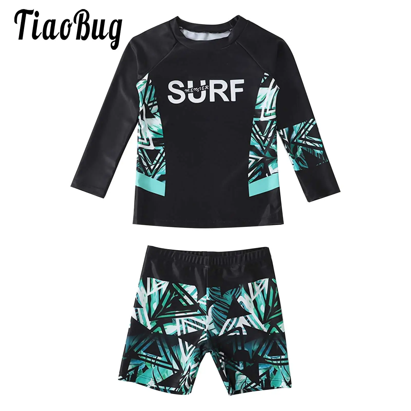 2Pcs Baby Kids Boys Swimsuit Outfit Swimming Bathing Suit Long Sleeve Geometric Pattern Print Top Shorts Set Beachwear Rashguard 
2Pcs Baby Kids Boys Swimsuit Outfit Swimming Bathing Suit Long Sleeve Geometric Pattern Print Top Shorts Set Beachwear Rashguard