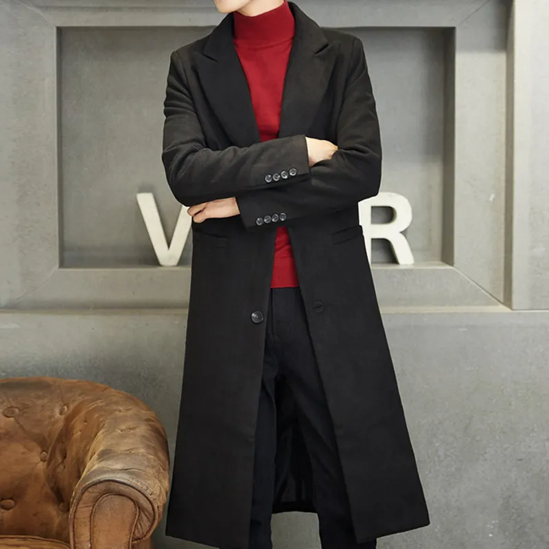 Men's autumn and winter new business casual slim long over-the-knee solid color woolen coat jacket single-row two-button comfort
Men's autumn and winter new business casual slim long over-the-knee solid color woolen coat jacket single-row two-button comfort