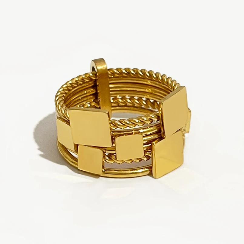 Peri'sBox Detachable 6pcs Gold Color Square Coin Finger Ring for Women Pvd Plated Stainless Steel Twisted Stacking Rings Minimal
Peri'sBox Detachable 6pcs Gold Color Square Coin Finger Ring for Women Pvd Plated Stainless Steel Twisted Stacking Rings Minimal
