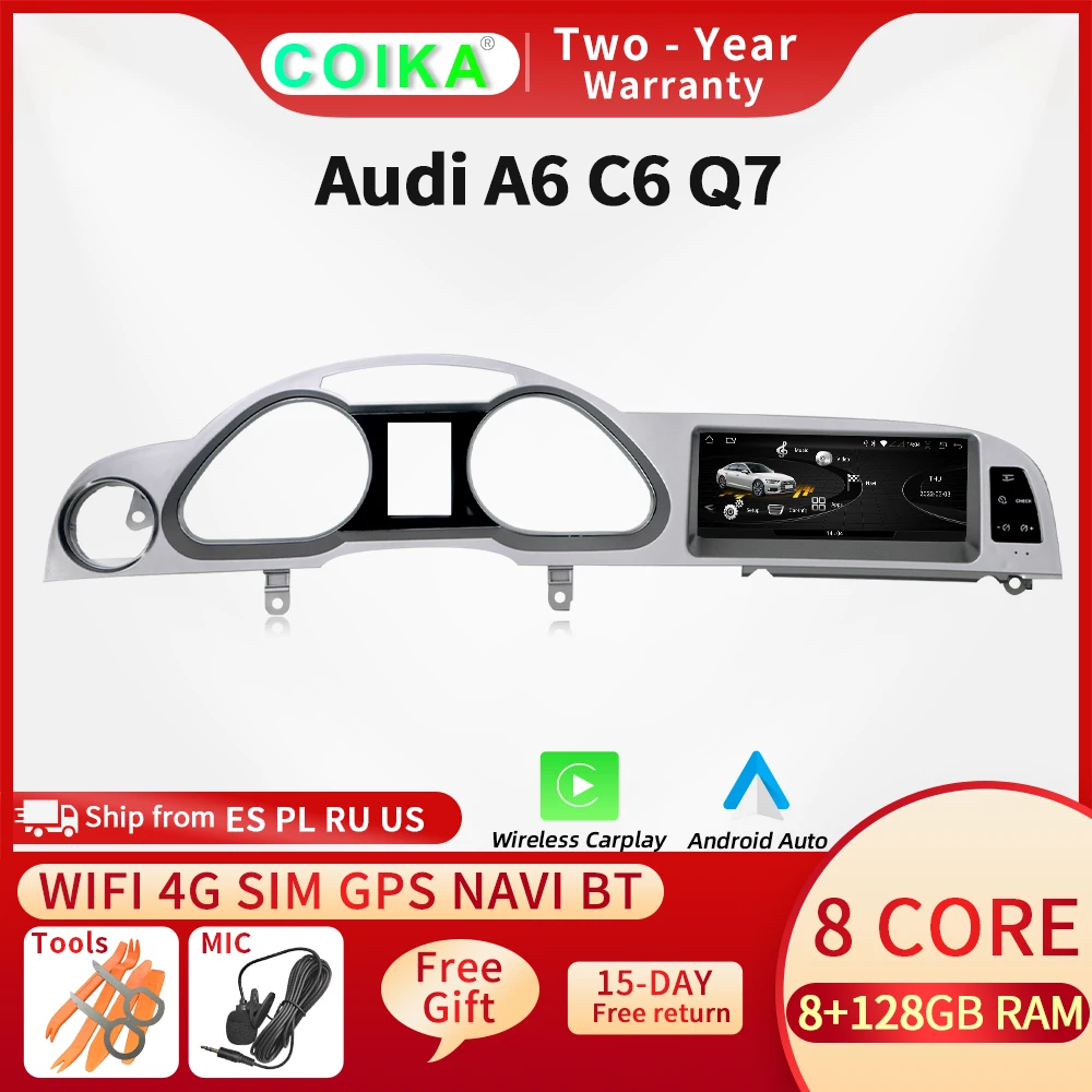 Автомобильный GPS-навигатор COIKA на Android 10, 8-ядерный процессор, с сенсорным экраном, для Audi A6, C6, Q7, BT, Google, Wi-Fi, SIM, Carplay
Автомобильный GPS-навигатор COIKA на Android 10, 8-ядерный процессор, с сенсорным экраном, для Audi A6, C6, Q7, BT, Google, Wi-Fi, SIM, Carplay