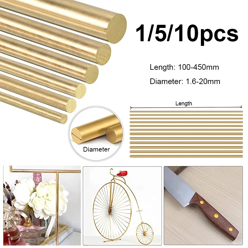 1.6 - 20mm Diameter Brass Round Bar Rod For DIY Knife Handle Material Circular Wire Tube Modelmaking Brass Rod 100-450mm Length 
1.6 - 20mm Diameter Brass Round Bar Rod For DIY Knife Handle Material Circular Wire Tube Modelmaking Brass Rod 100-450mm Length