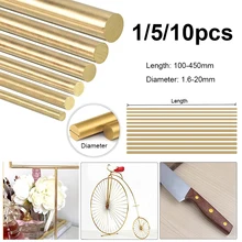 1.6 - 20mm Diameter Brass Round Bar Rod For DIY Knife Handle Material Circular Wire Tube Modelmaking Brass Rod 100-450mm Length