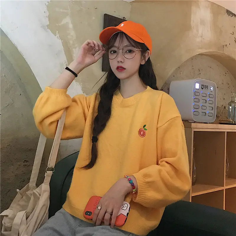 2021 Korean Style Female Streetwear Embroidery Candy Color Sweater Women New Clothes Loose Winter Autumn Pullover Sweaters
2021 Korean Style Female Streetwear Embroidery Candy Color Sweater Women New Clothes Loose Winter Autumn Pullover Sweaters