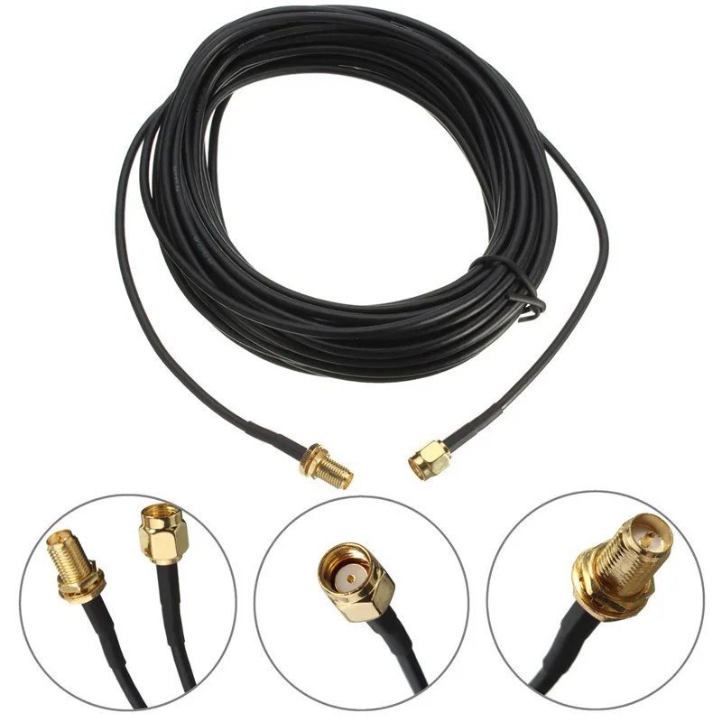 

3PCS SMA Connector and Male to Female Extension Cable Copper Feeder Wire for Coax Coaxial WiFi Network Card RG174 Router Antenna