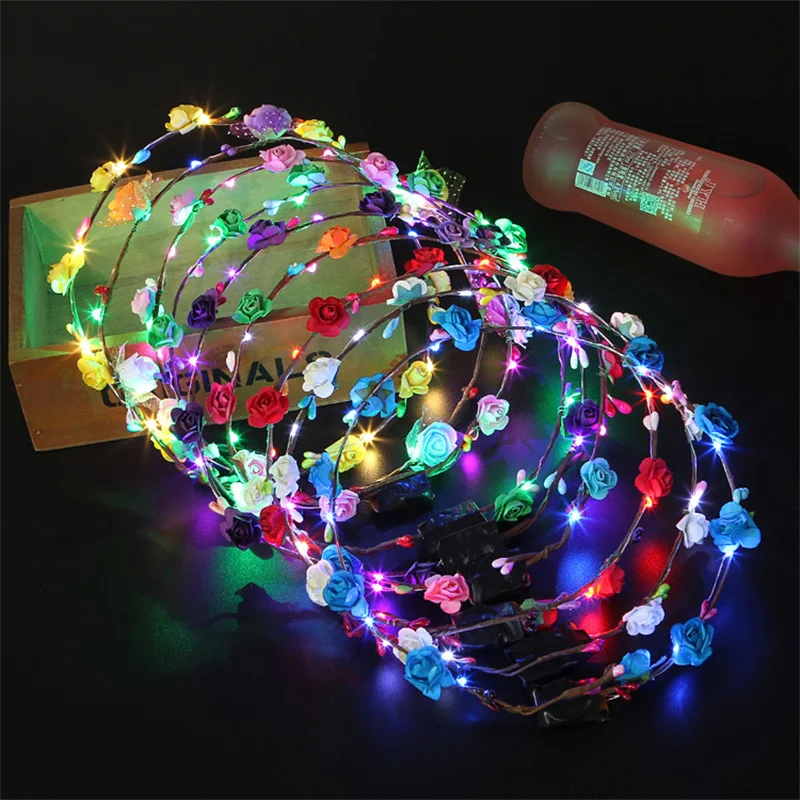 10 LED Glowing Headgear Wedding Party Crown Flower Headband LED Christmas Neon Wreath Decoration Luminous Hair Garland Hairband
10 LED Glowing Headgear Wedding Party Crown Flower Headband LED Christmas Neon Wreath Decoration Luminous Hair Garland Hairband