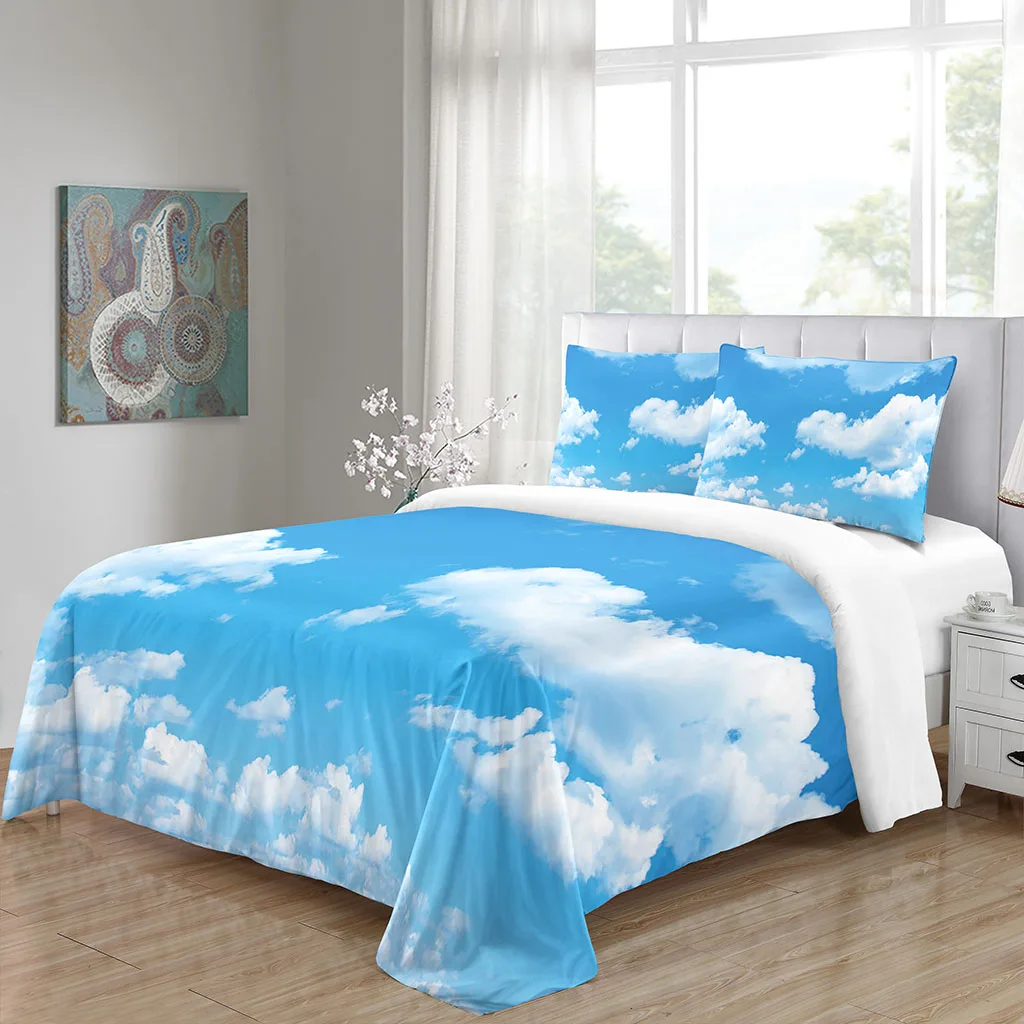 Blue 3 Piece-Bed Comforter Cover Set Breathing &Comfort Microfiber Queen Size Sky Cloud Design with Zipper & 2 Pillowcase
Blue 3 Piece-Bed Comforter Cover Set Breathing &Comfort Microfiber Queen Size Sky Cloud Design with Zipper & 2 Pillowcase