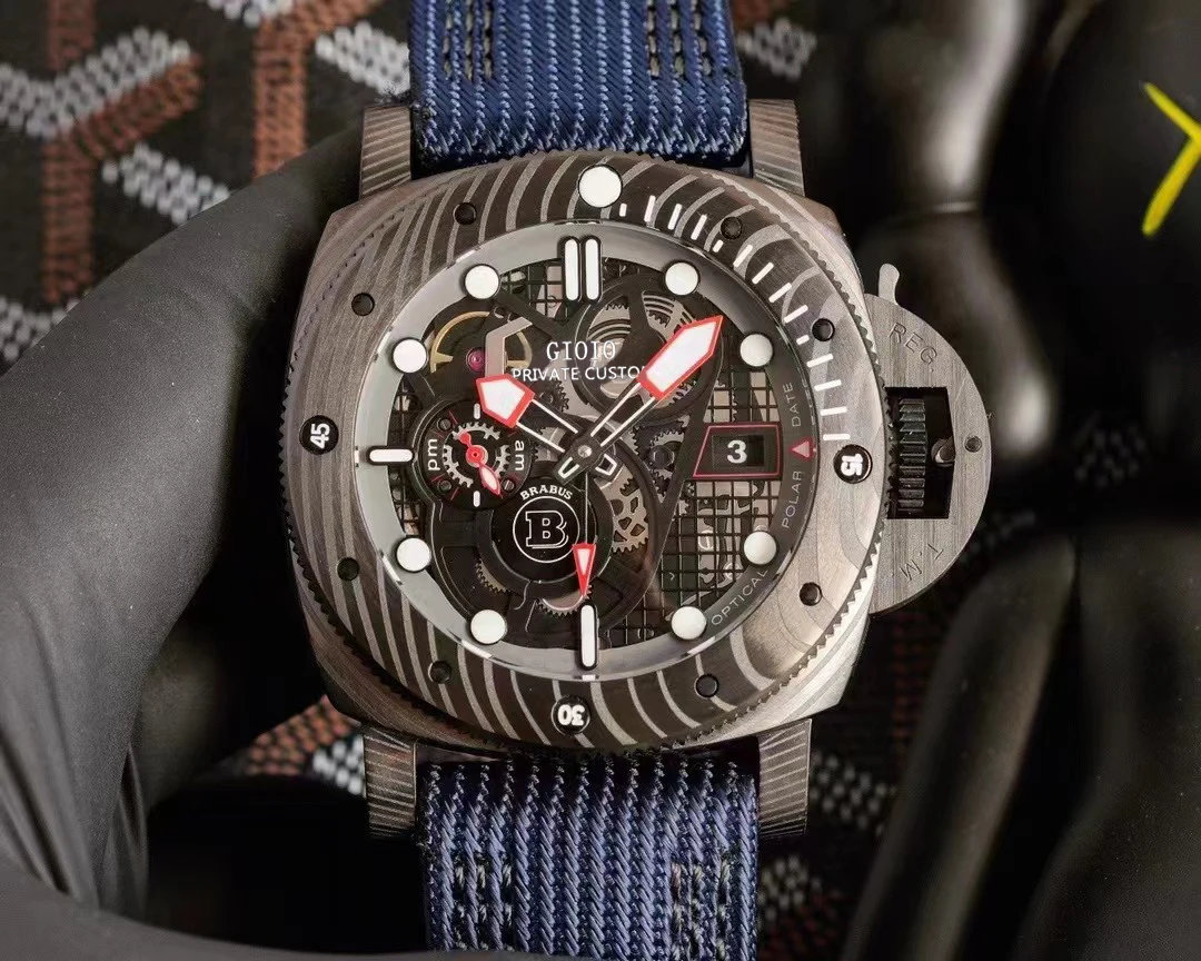 47mm High Quality Mens Mechanical Automatic Watch Black Rubber Canvas Carbon Fiber Luminous
47mm High Quality Mens Mechanical Automatic Watch Black Rubber Canvas Carbon Fiber Luminous