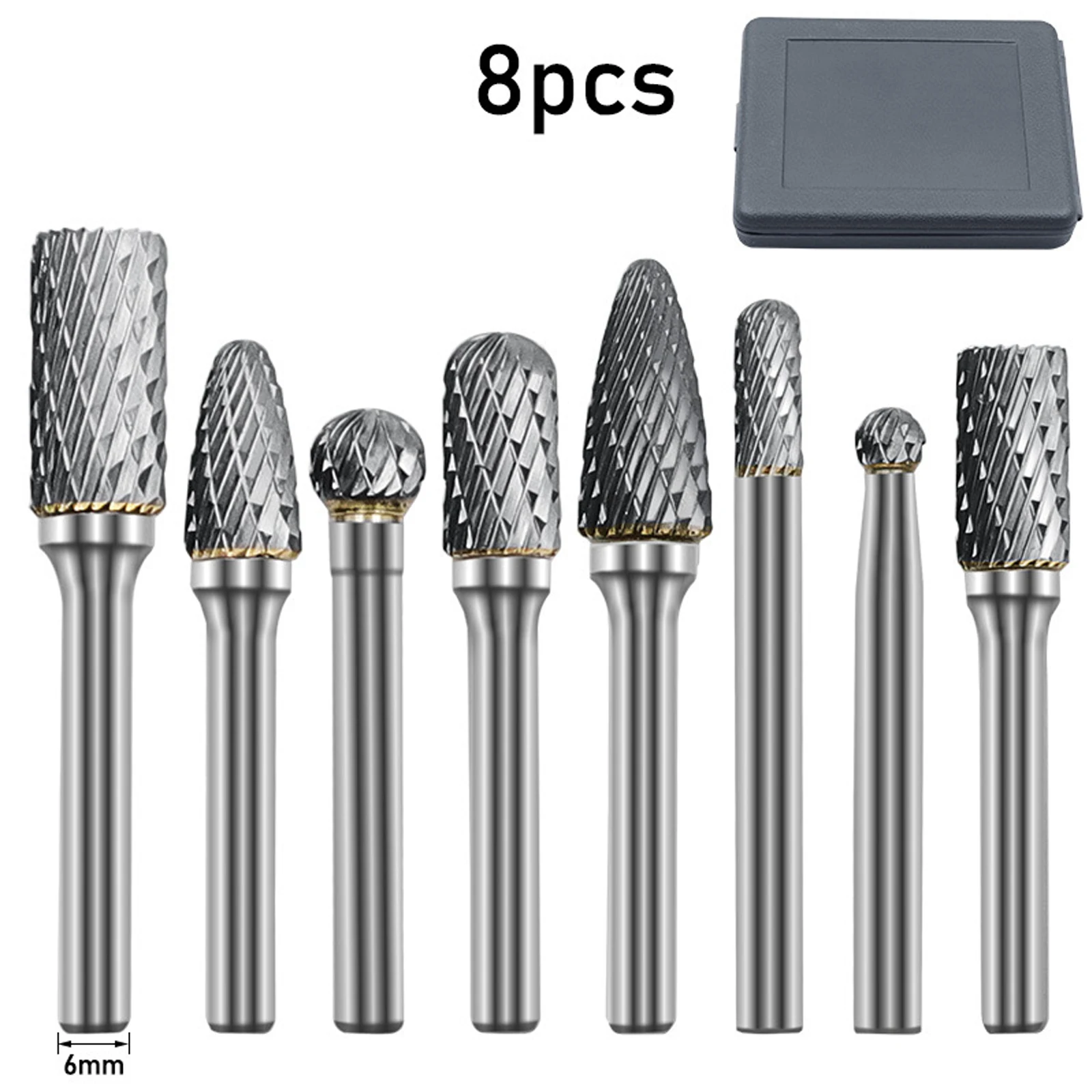 1/4'' 6.35mm Double Cut Tungsten Steel Carbide Rotary Burr Die Grinder Shank Bit Sliver Variable Speed Tool Kit 8Pcs Set
1/4'' 6.35mm Double Cut Tungsten Steel Carbide Rotary Burr Die Grinder Shank Bit Sliver Variable Speed Tool Kit 8Pcs Set