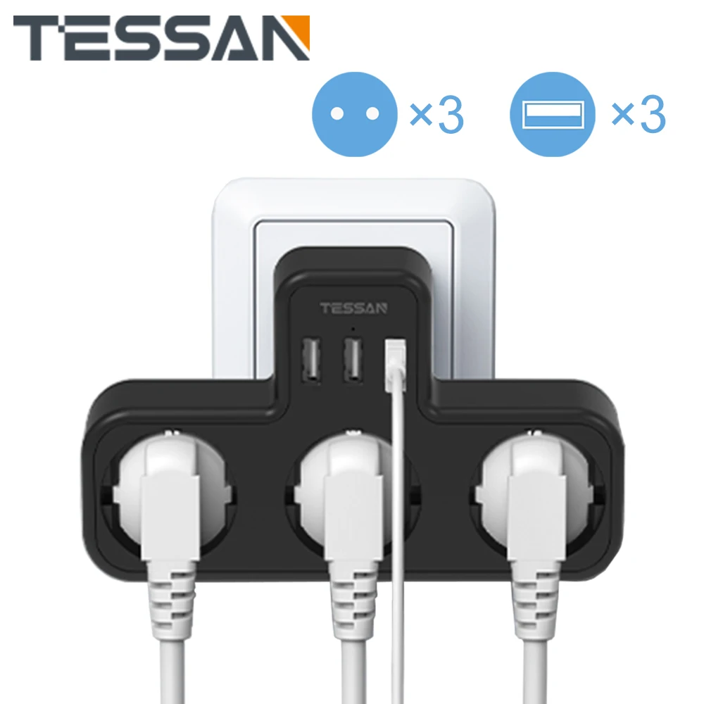 TESSAN EU Standard Plug Extension Power Strip with 1/3 AC Outlets & 2/3 USB Ports 2.4A European Plug Wall Socket Power Adapter
TESSAN EU Standard Plug Extension Power Strip with 1/3 AC Outlets & 2/3 USB Ports 2.4A European Plug Wall Socket Power Adapter