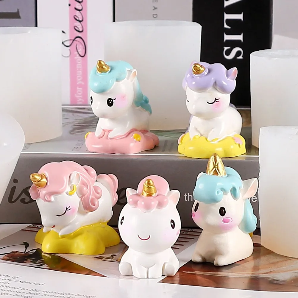 

3D Unicorn Candle Mold - Small Silicone Craft Mould Fondant Cake/Cupcake Topper Bath Soap Chocolate Polymer Clay Plaster Crayon