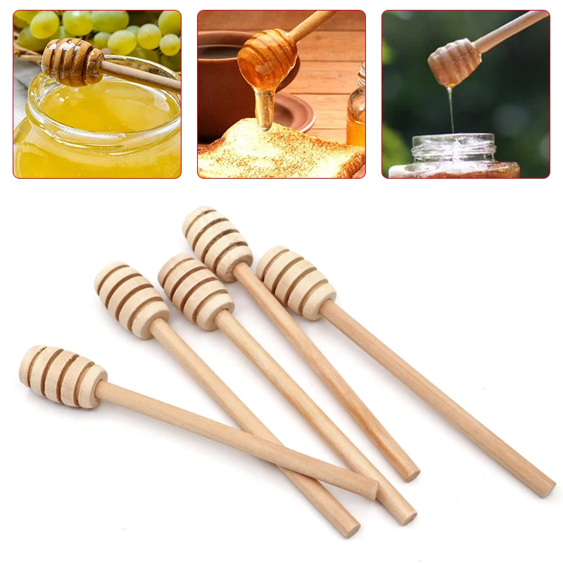 

10pcs 16cm Long Handle Wood Honey Stir Bar Practical Honey Mixing Stick Jar Spoon Supplies For Coffee Milk Tea Honey Tools