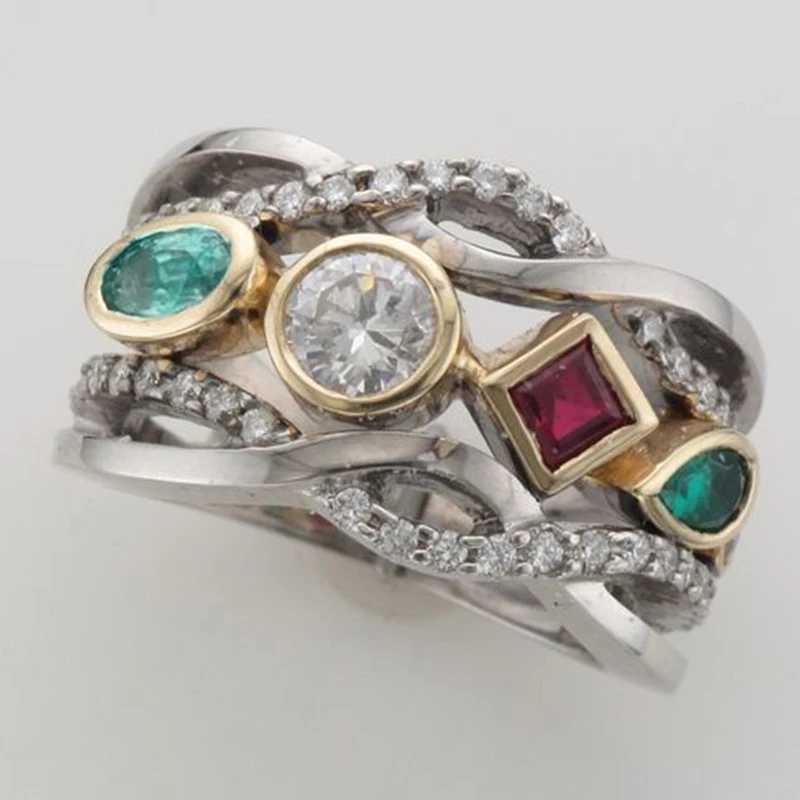 New Two Tone Vintage Rings for Women Geometric Colorful Cubic Zirconia Personality Versatile Lady's Accessories Hot Jewelry
New Two Tone Vintage Rings for Women Geometric Colorful Cubic Zirconia Personality Versatile Lady's Accessories Hot Jewelry