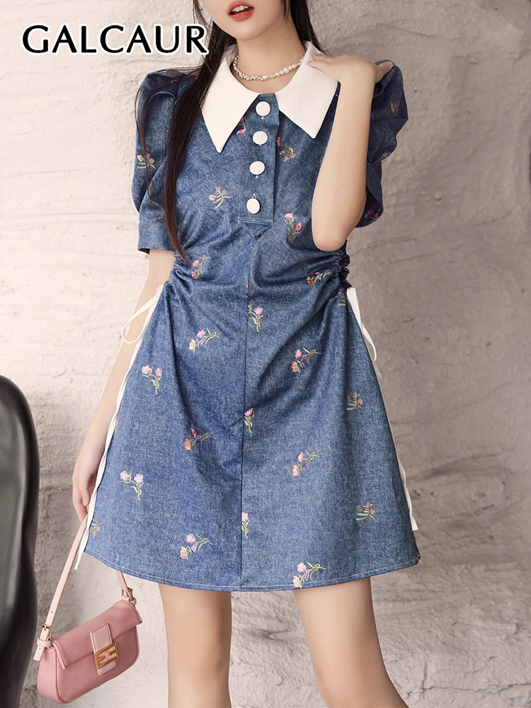 GALCAUR Print Hollow Out Dresses For Women Lapel Short Sleeve High Waist Spliced Lace Up Folds Mini Dress Female Summer Clothes
GALCAUR Print Hollow Out Dresses For Women Lapel Short Sleeve High Waist Spliced Lace Up Folds Mini Dress Female Summer Clothes