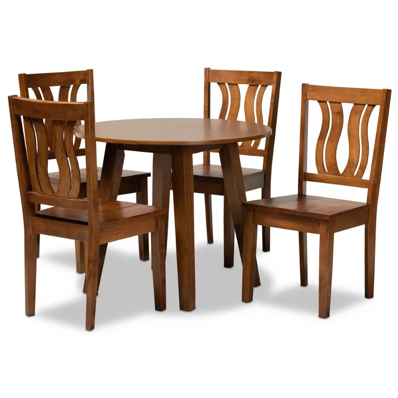 Baxton Studio Anesa Modern and Contemporary Transitional Walnut Brown Finished Wood 5-Piece Dining Set
Baxton Studio Anesa Modern and Contemporary Transitional Walnut Brown Finished Wood 5-Piece Dining Set