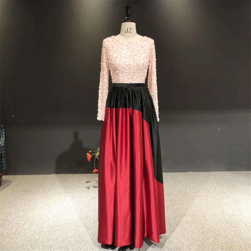 100%Real Photos Satin with Beads O-neck Full Sleeves فساتين السهرة فساتين السهرة Floor Length Formal Prom Party Evening dresses
100%Real Photos Satin with Beads O-neck Full Sleeves فساتين السهرة فساتين السهرة Floor Length Formal Prom Party Evening dresses