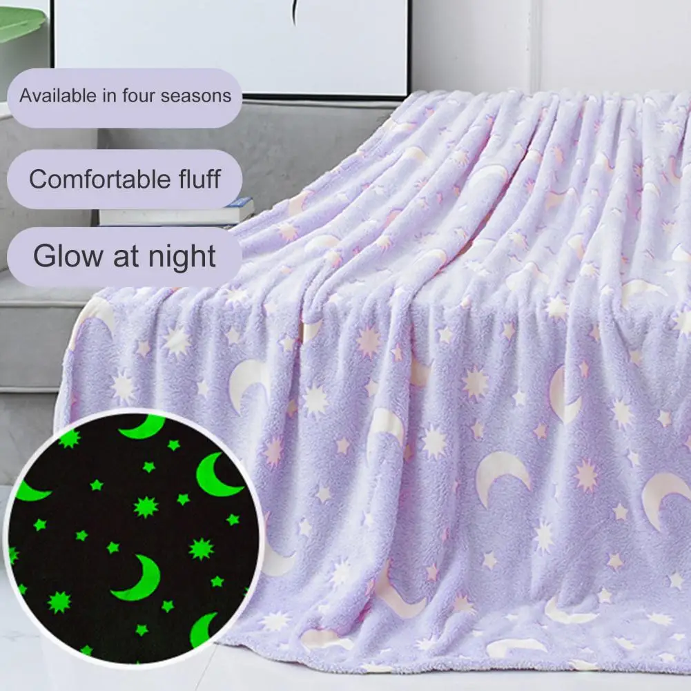 Plush Blanket Funny Stars Moons Pattern Warm Night Glowing Afternoon Nap Throw Blanket for Travel
Plush Blanket Funny Stars Moons Pattern Warm Night Glowing Afternoon Nap Throw Blanket for Travel