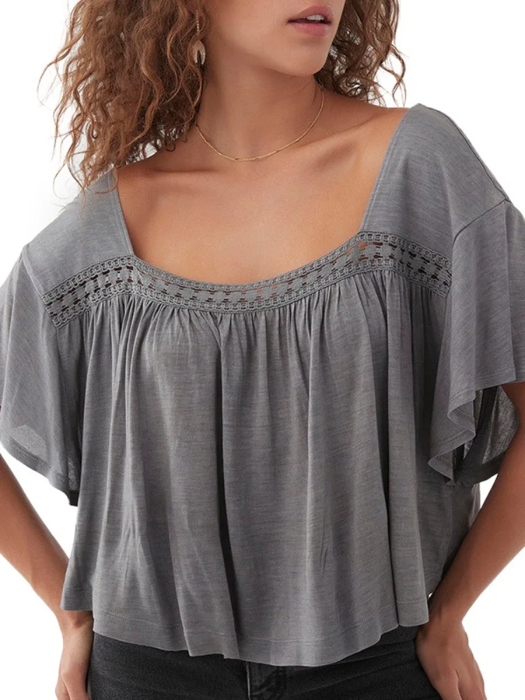 Oversized women's lace patchwork loose casual knit top plus size feminino plus size women clothing tee shirt
Oversized women's lace patchwork loose casual knit top plus size feminino plus size women clothing tee shirt