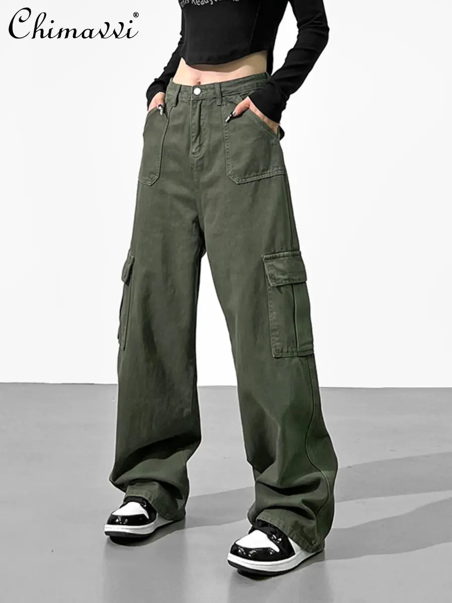 American Wide-Leg Pants Multi-Pocket Cargo Pants 2023 Spring and Autumn New Fashion Slimming Retro Straight Jeans for Women
American Wide-Leg Pants Multi-Pocket Cargo Pants 2023 Spring and Autumn New Fashion Slimming Retro Straight Jeans for Women