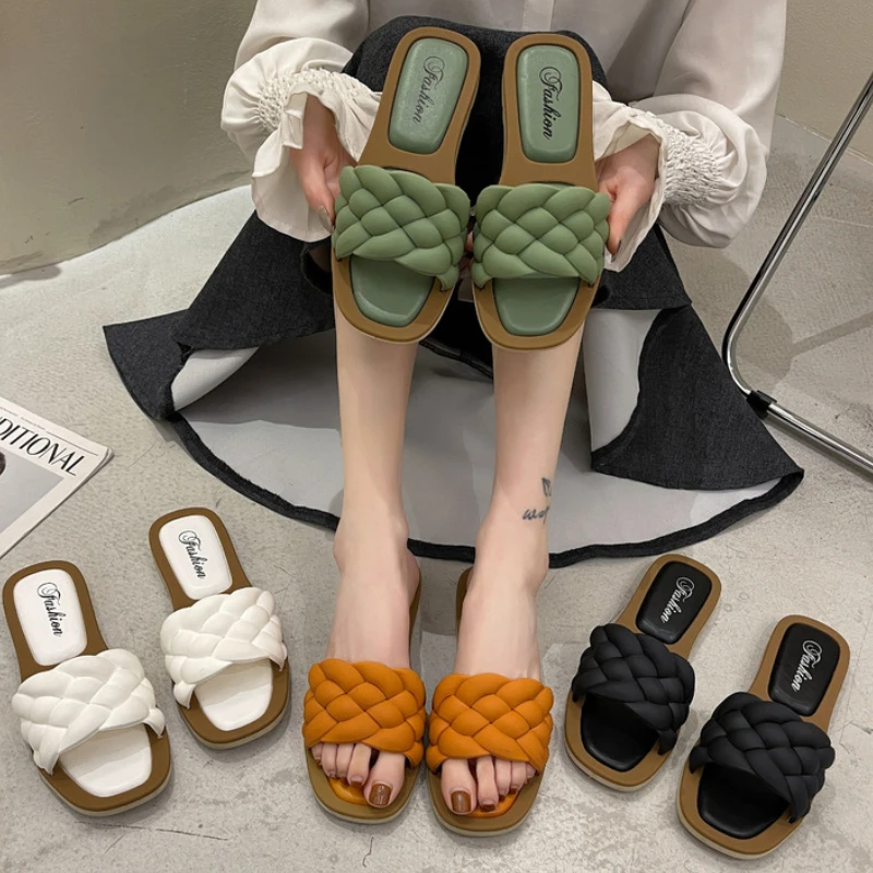 Women Handwoven Slippers Summer Solid Color Non-slip Thick Bottom Sandals Flat Bottom Comfort Beach Shoes Pantoufles Femmes
Women Handwoven Slippers Summer Solid Color Non-slip Thick Bottom Sandals Flat Bottom Comfort Beach Shoes Pantoufles Femmes