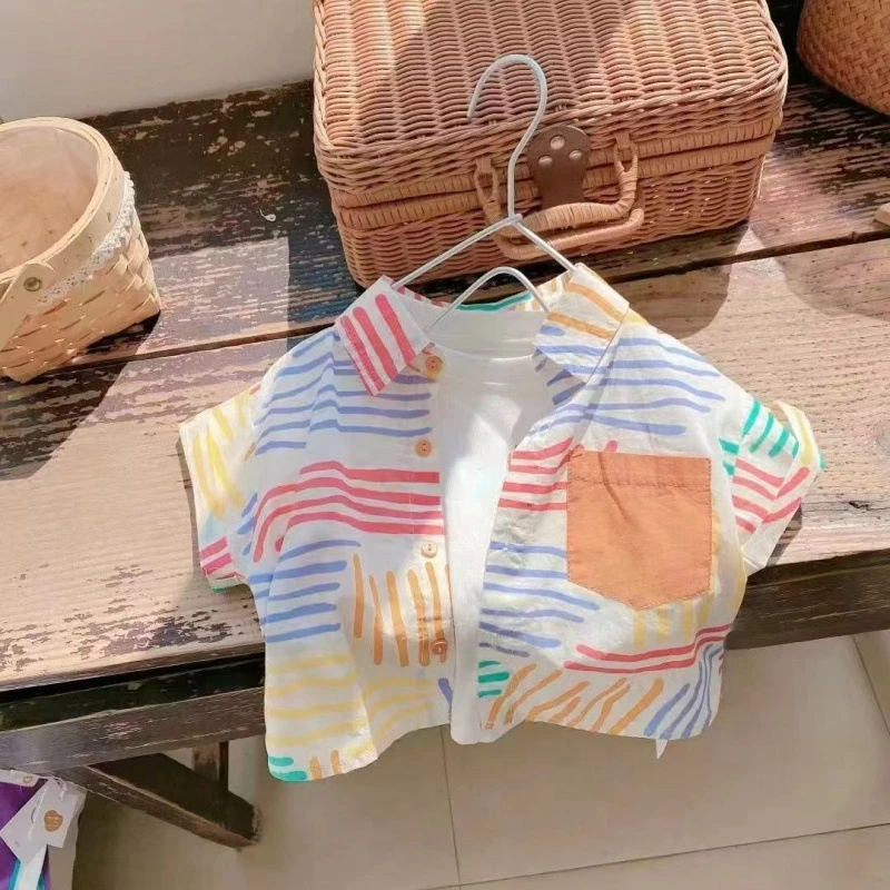 2023 Summer Children Blouses for Boys Loose Kids Striped Shirts Short Sleeve Boys Tops Casual Clothing Baby Clothes
2023 Summer Children Blouses for Boys Loose Kids Striped Shirts Short Sleeve Boys Tops Casual Clothing Baby Clothes
