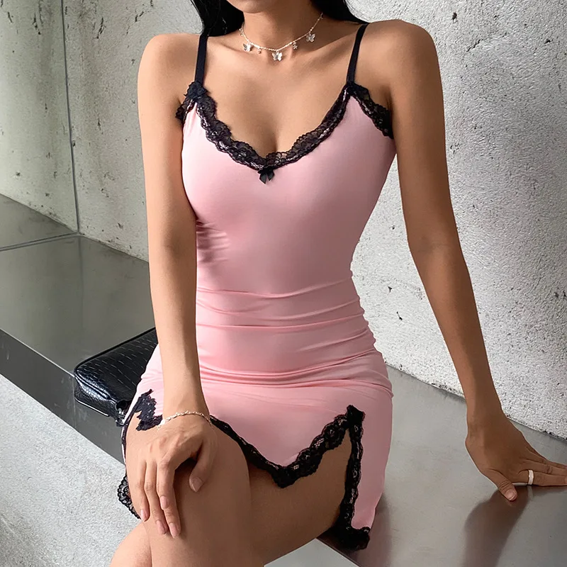 Lady Fashion Elegant V Neck High Waist Corset Slit Mini Dress Sleepwear Women Sexy Lace Patchwork Evening Dress
Lady Fashion Elegant V Neck High Waist Corset Slit Mini Dress Sleepwear Women Sexy Lace Patchwork Evening Dress