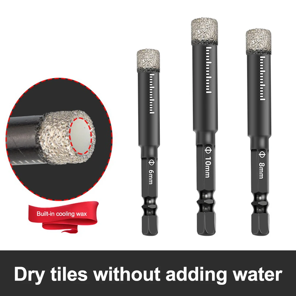 6/8/10/12mm Hex Handle Dry Drill Bits Vacuum Brazed Diamond Hole Saw Cutter For Granite Marble Ceramic Tile Glass
6/8/10/12mm Hex Handle Dry Drill Bits Vacuum Brazed Diamond Hole Saw Cutter For Granite Marble Ceramic Tile Glass