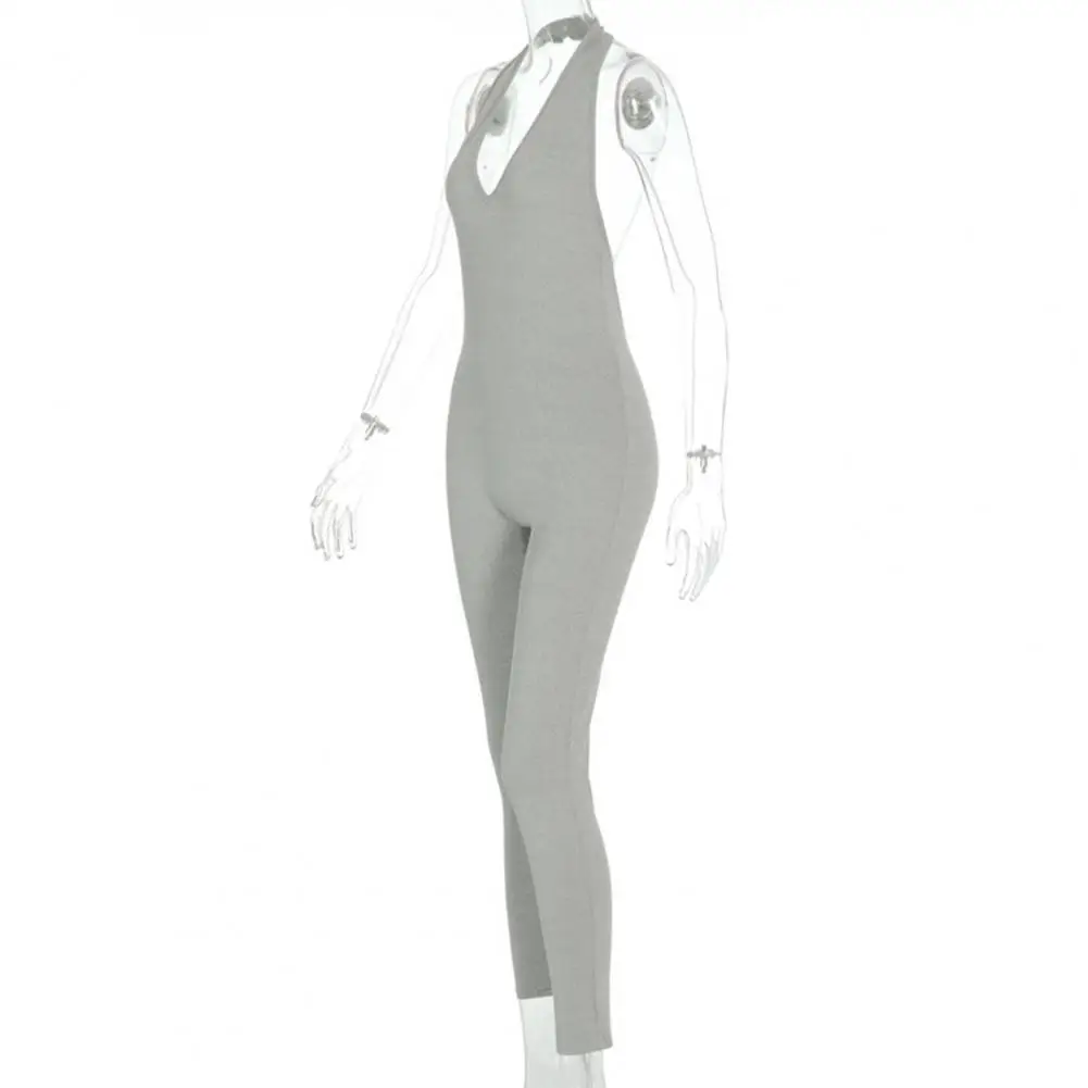 Stylish Playsuit Casual Overall Long Halter Backless Deep V-neck Bodycon Romper Soft 
Stylish Playsuit Casual Overall Long Halter Backless Deep V-neck Bodycon Romper Soft