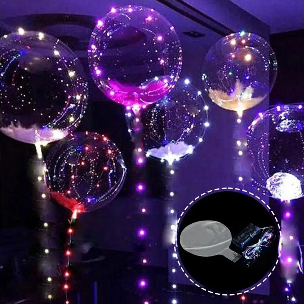 

3m LED String Balloon LED Light Up BoBo Balloons Glow Balloon With String Lights New Year Party Birthday Wedding Decor