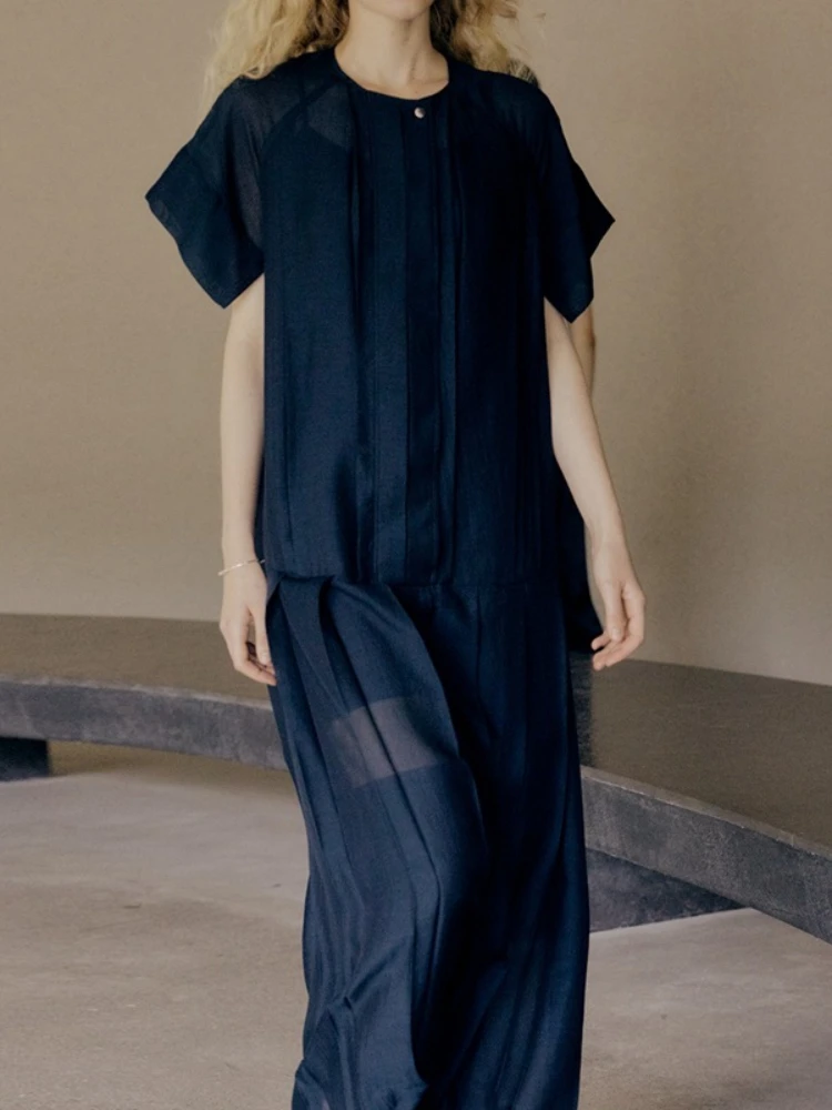 2022 Spring Summer Women Dress Short Sleeve Low Waist Loose Pleated Long Dress Maxi Dress
2022 Spring Summer Women Dress Short Sleeve Low Waist Loose Pleated Long Dress Maxi Dress
