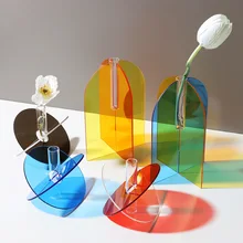Acrylic Flower Vase Colorful Modern Contemporary Design Floral Container Decoration for Home Office