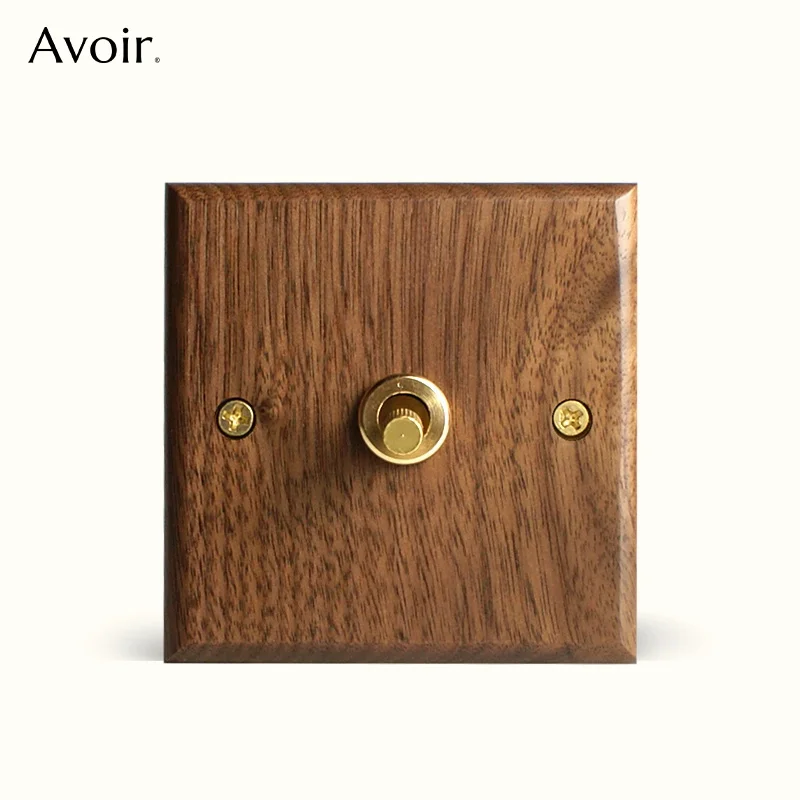 

Avoir Carved Lever Toggle Switch Black Walnut Panel Led Dimmer Wall Power Socket EU Type-c Charger Port French UK Double Outlets