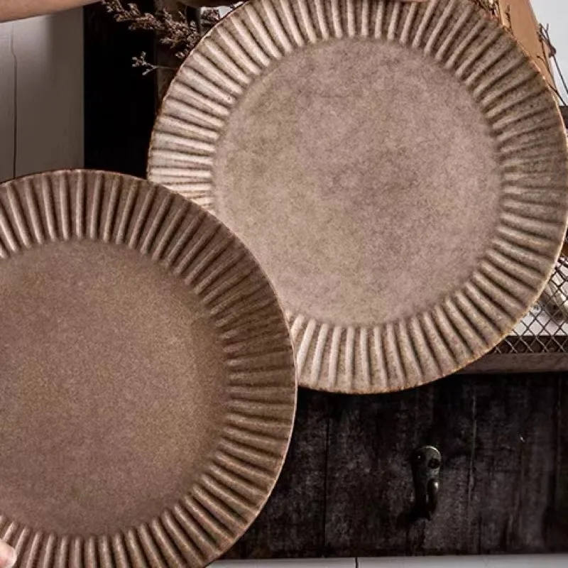 Retro Brown And Yellow Ceramic Large Plates Three-dimensional Chrysanthemum Petal Relief Light Luxury Disc Household Tableware
Retro Brown And Yellow Ceramic Large Plates Three-dimensional Chrysanthemum Petal Relief Light Luxury Disc Household Tableware
