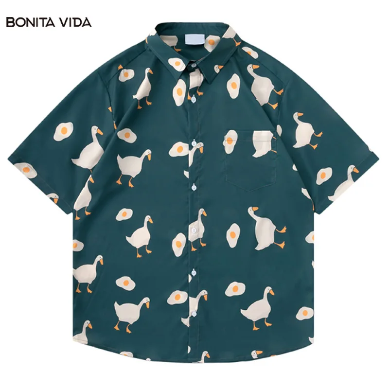 Men Streetwear Shirt Hip Hop Duck Egg Short Sleeve Button Harajuku Hawaiian Beach Shirts 2023 Fashion Casual Loose Summer Top
Men Streetwear Shirt Hip Hop Duck Egg Short Sleeve Button Harajuku Hawaiian Beach Shirts 2023 Fashion Casual Loose Summer Top