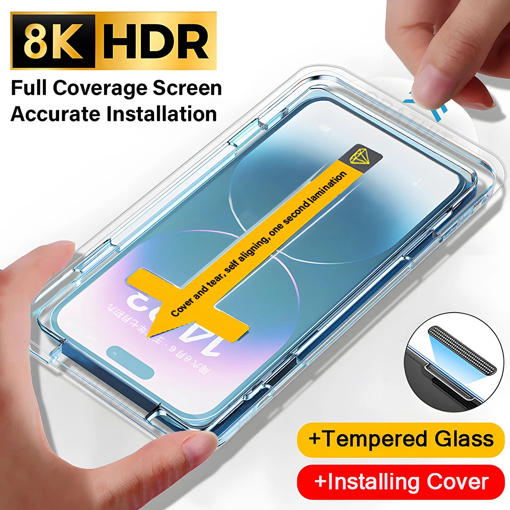 8K HD Tempered Glass For iPhone 14 13 12 11 Pro Max XS MAX X XR Full Cover Screen Protector Glass With Alignment Mounting Cover
8K HD Tempered Glass For iPhone 14 13 12 11 Pro Max XS MAX X XR Full Cover Screen Protector Glass With Alignment Mounting Cover