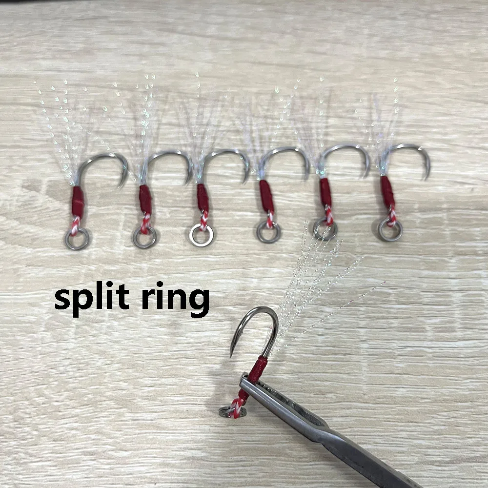 Fish Hook 10pc Assist Hook Short PE Line Feather Solid Ring Jigging Spoon Saltwater for 5-200g Fishing Lure Jig Head Hook Peche
Fish Hook 10pc Assist Hook Short PE Line Feather Solid Ring Jigging Spoon Saltwater for 5-200g Fishing Lure Jig Head Hook Peche