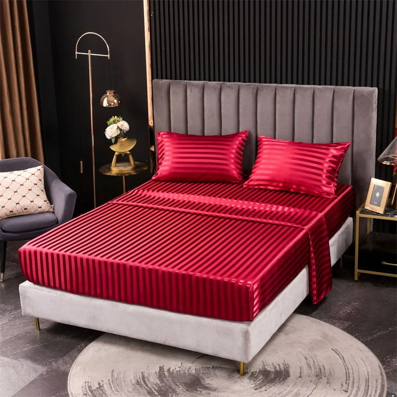 Silk Satin Stripe Jacquard Bed Sheet Set Queen Luxury High End Fitted Sheets Flat Sheet Pillow Cases High Quality Bed Linen Sets
Silk Satin Stripe Jacquard Bed Sheet Set Queen Luxury High End Fitted Sheets Flat Sheet Pillow Cases High Quality Bed Linen Sets