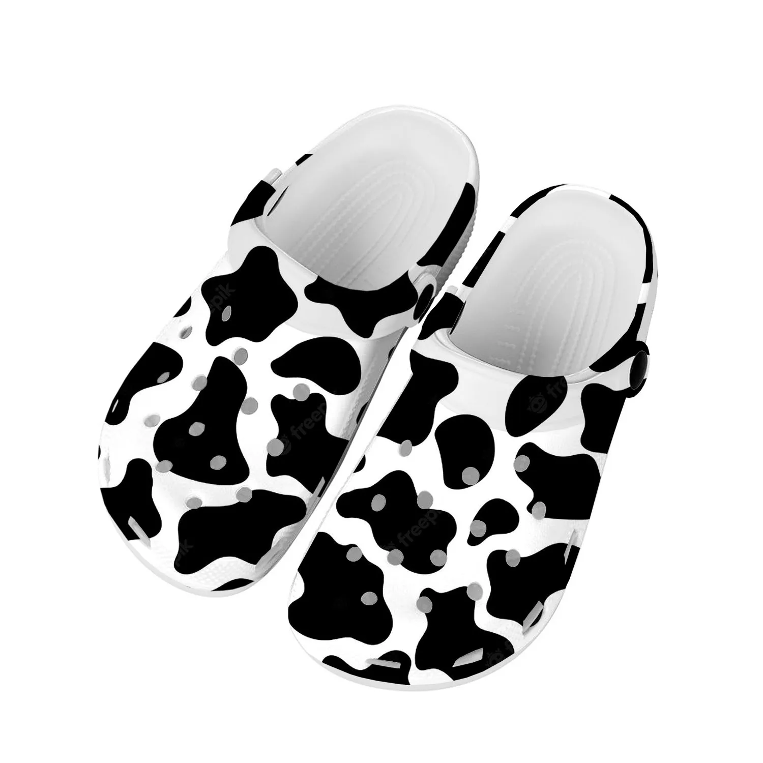 

Кроссовки мужские/женские для дома и пляжа, дышащие тапки с коровьим 3d-рисунком, клоги, черные, белые, для подростков, на заказ