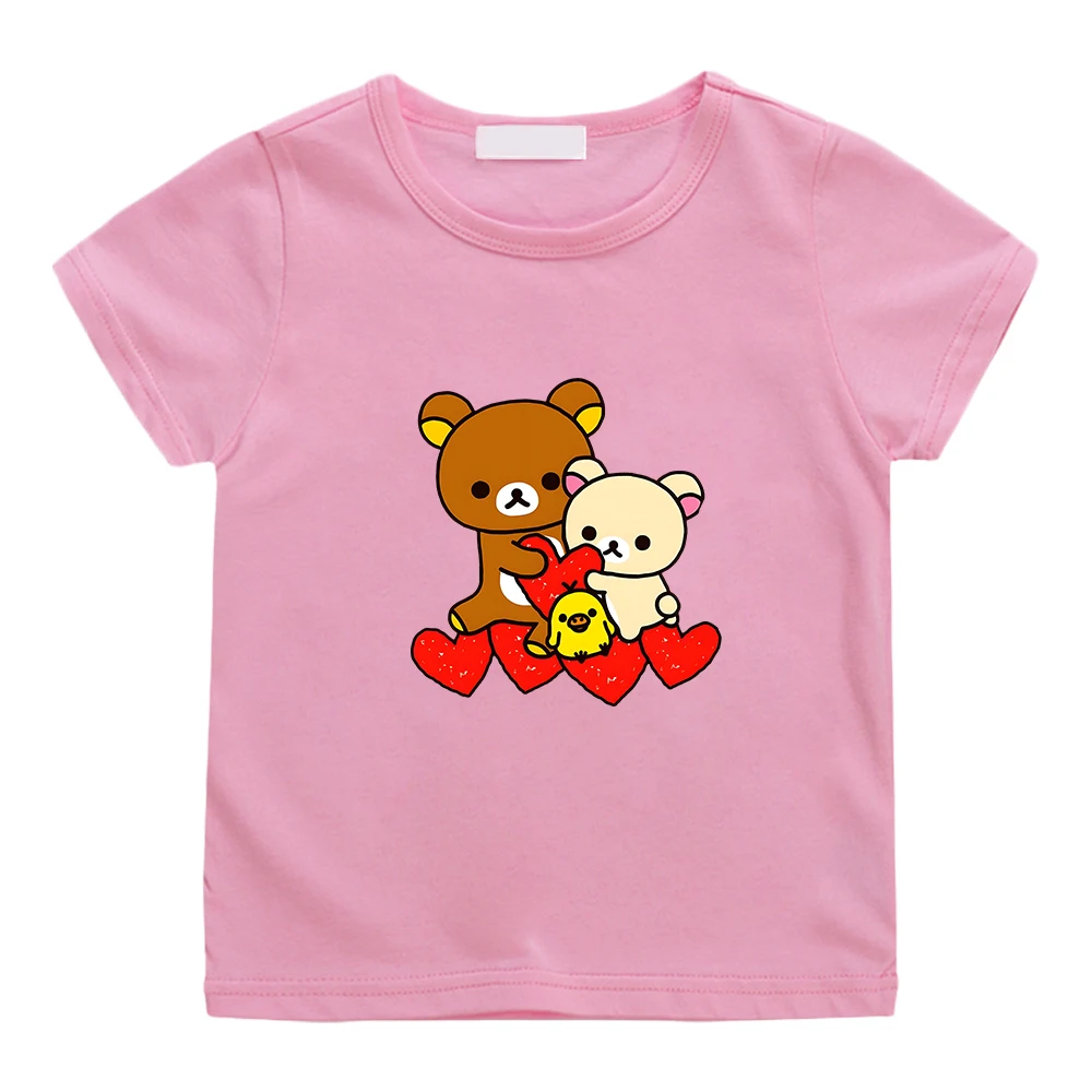 Rilakkuma Bear Cartoon Print T-shirt for Boys and Girls 100% Cotton Casual Short Sleeve Tee-shirt Kawaii Graphic Printing Tees 
Rilakkuma Bear Cartoon Print T-shirt for Boys and Girls 100% Cotton Casual Short Sleeve Tee-shirt Kawaii Graphic Printing Tees