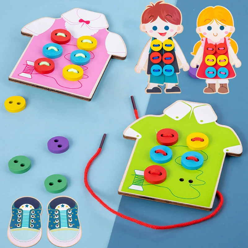 Threading Board Toys Montessori teaching aids clothes threading button sewing board game educational toys Child Games Baby Toys
Threading Board Toys Montessori teaching aids clothes threading button sewing board game educational toys Child Games Baby Toys