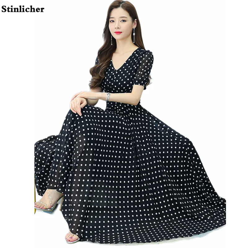 Summer Long Boho Chiffon Beach Dress Women Fashion Short Sleeve V Neck Polka Dot Ankle-Length Maxi Dress Ladies Robe Vestidos
Summer Long Boho Chiffon Beach Dress Women Fashion Short Sleeve V Neck Polka Dot Ankle-Length Maxi Dress Ladies Robe Vestidos