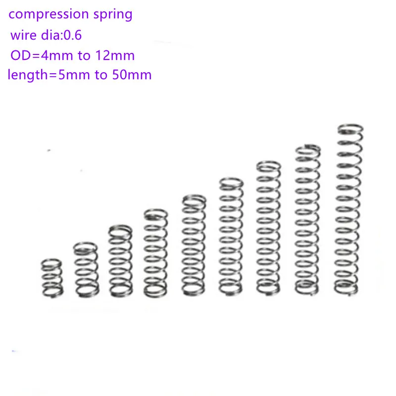 20pcs 0.6mm compression spring outer dia 4mm/5mm/6mm/7mm/8mm/9mm/10mm/12mm Stainless Steel Micro Small Compression spring
20pcs 0.6mm compression spring outer dia 4mm/5mm/6mm/7mm/8mm/9mm/10mm/12mm Stainless Steel Micro Small Compression spring