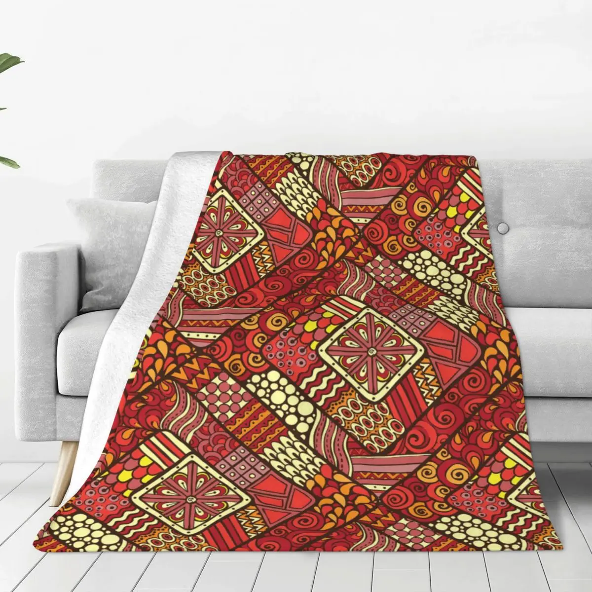 

Tribal Print Blankets Red Abstract Travelling Flannel Throw Blanket Soft Durable Living Room Design Bedspread Gift Idea