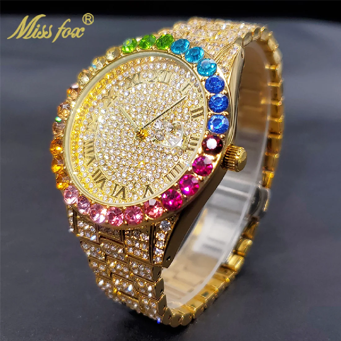 Montre Homme Luxe Grande Marque MISSFOX 18k Gold Diamond Watch For Men Stylish Geneva Unisex Timepieces Waterproof Wholesale
Montre Homme Luxe Grande Marque MISSFOX 18k Gold Diamond Watch For Men Stylish Geneva Unisex Timepieces Waterproof Wholesale