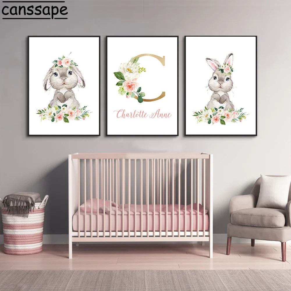 Rabbit Poster Cartoon Canvas Painting Custom Name Wall Posters Flower Art Print Pictures Nursery Decor Baby Girl Room Decoration
Rabbit Poster Cartoon Canvas Painting Custom Name Wall Posters Flower Art Print Pictures Nursery Decor Baby Girl Room Decoration