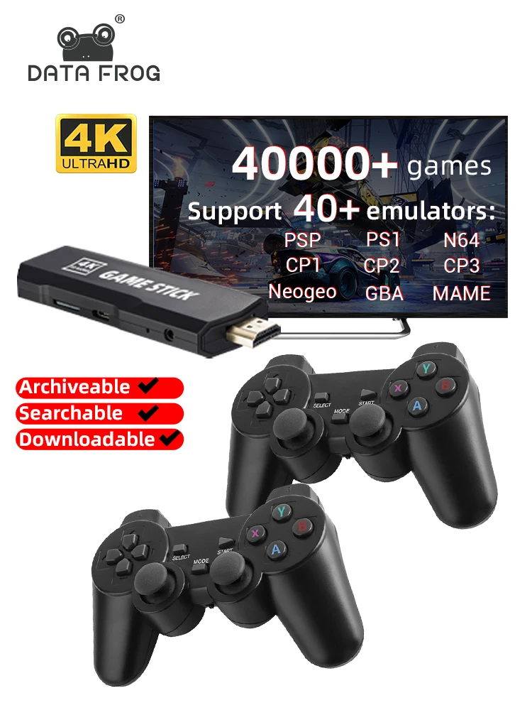 DATA FROG Video Game Stick 4K Mini Retro TV Game Console Built In 10000+Games TV Stick For PSP/PS1/GBA N64 Controller Joystick
DATA FROG Video Game Stick 4K Mini Retro TV Game Console Built In 10000+Games TV Stick For PSP/PS1/GBA N64 Controller Joystick